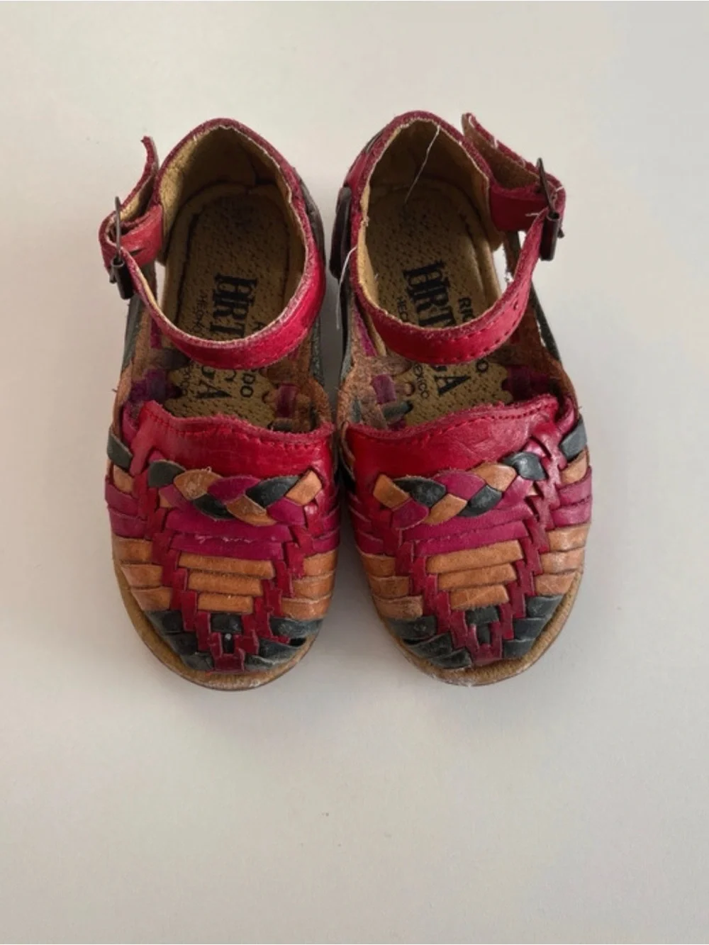 Kids Red Leather Huarache Sandals 3
